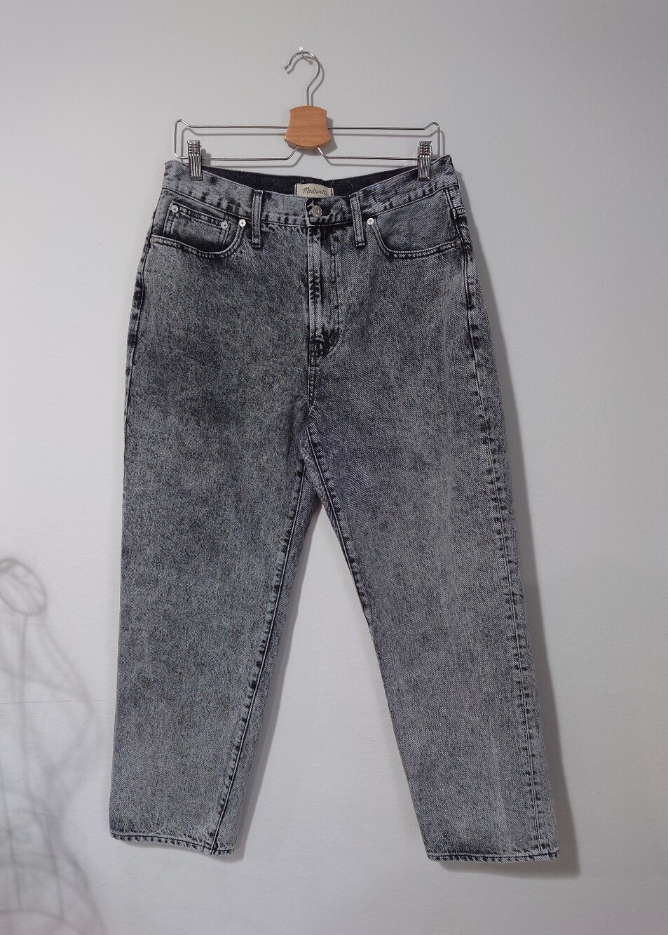 Madewell The Perfect Vintage Straight Jeans Gray Acid Wash High Rise 31